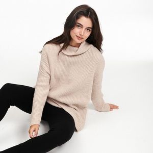 NAADAM Cashmino Oversized Ribbed Turtleneck, oatmeal - size M